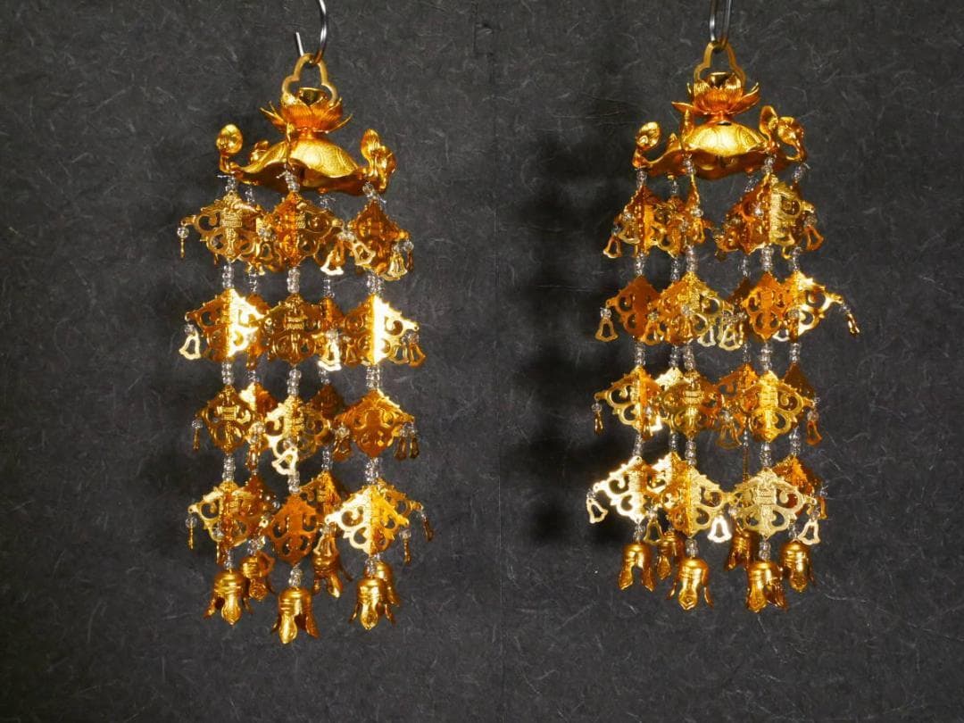 限定値下　展示未使用品　金色輪灯瓔珞　白玉付　高さ22㎝　4711 輪灯瓔珞 5寸（一対）東用 : お仏壇のよねはら 仏具 数珠 神棚 - 通販