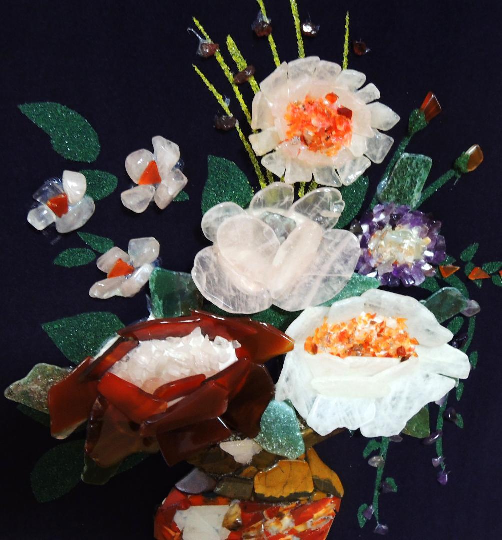 宝石画・貴石画】花瓶の花【東商・刻印付き】 - メルカリ