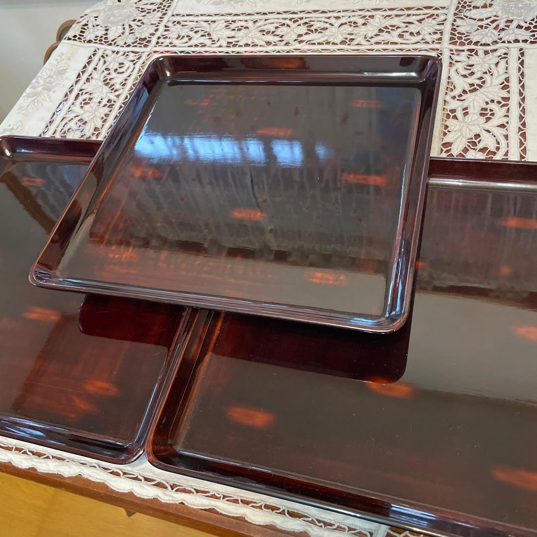 会席膳　木製　漆塗り　根来　曙塗　三枚　尺ニ　ヴィンテージ 会席膳 木製 漆塗り 根来 曙塗 三枚 尺ニ ヴィンテージ 会席膳木製漆