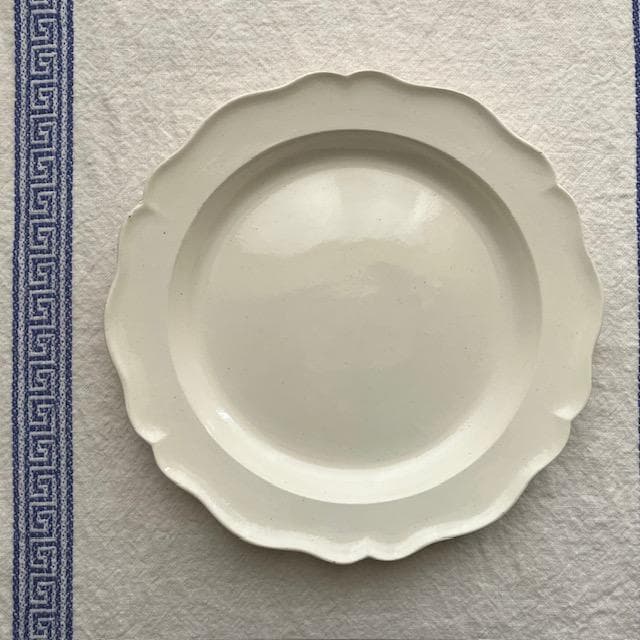 希少◆ファイアンスフィーヌ花リムプレート＃クレイユモントローオクトゴナルレリーフ 1800年代初期 ファイアンスフィーヌ CREIL クレイユ ダイヤレリーフ