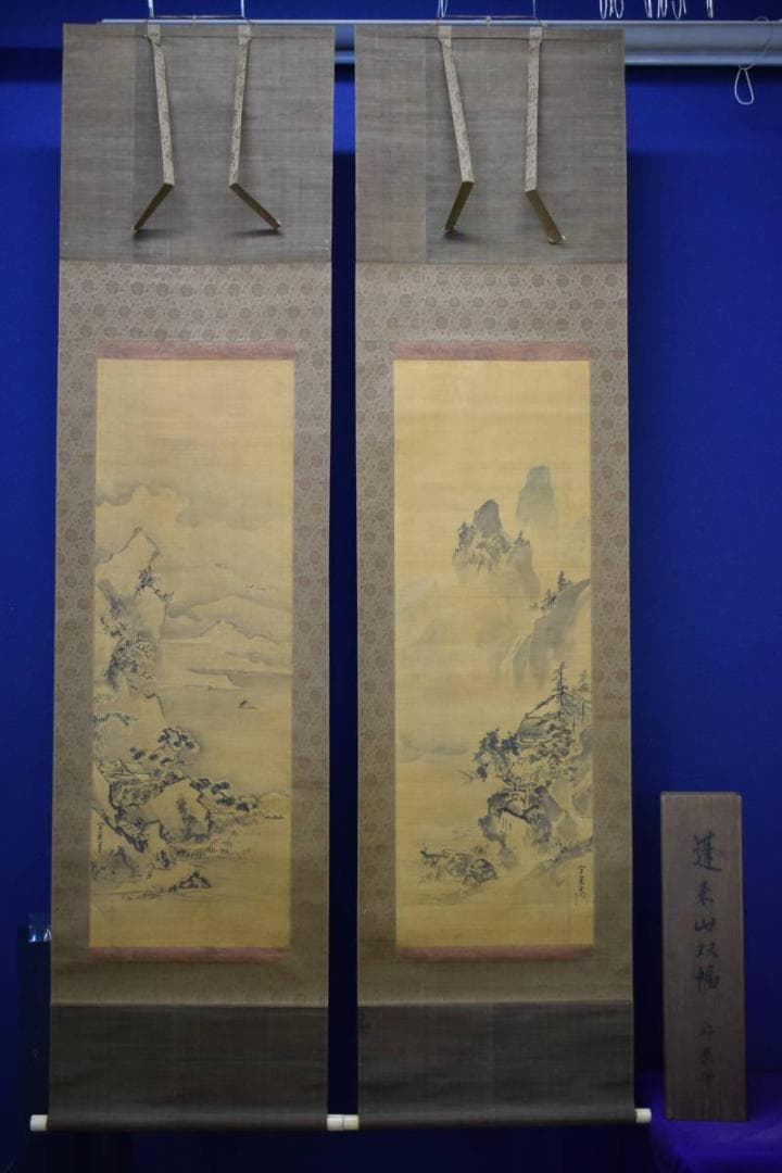 模写/久隅守景/蓬莱山図/双幅/布袋屋掛軸HE-219 - メルカリ
