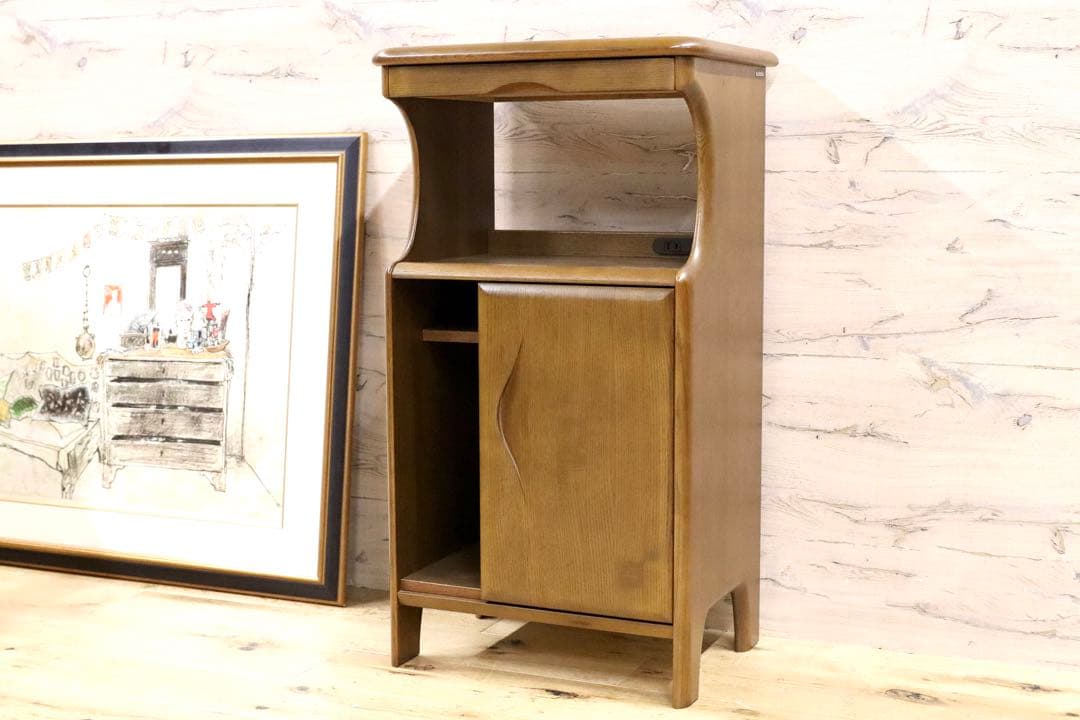 GMHK77○karimoku / カリモク 電話台 FAX台 リビング収納 楽天市場】【中古】カリモク ファックス台 コンセント付 電話台 木製