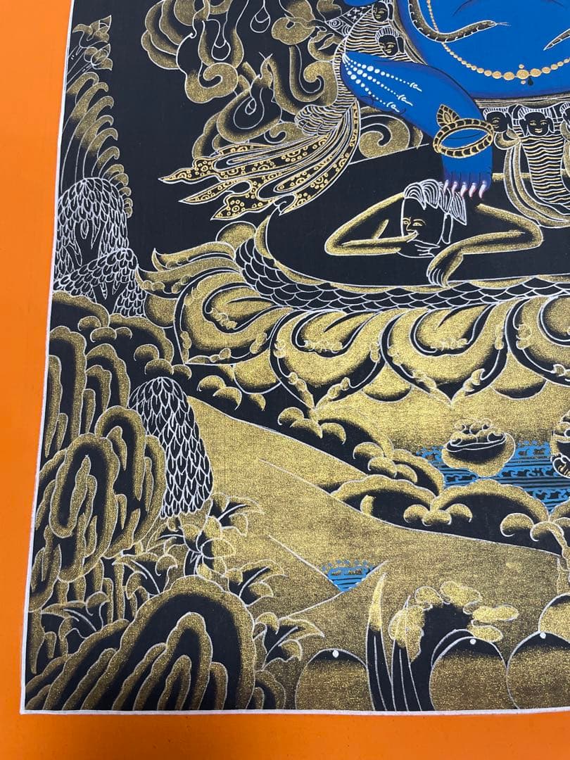 《 チベット密教　1点物 》 手描き　曼荼羅　マハーカーラ　大黒　仏教　密教