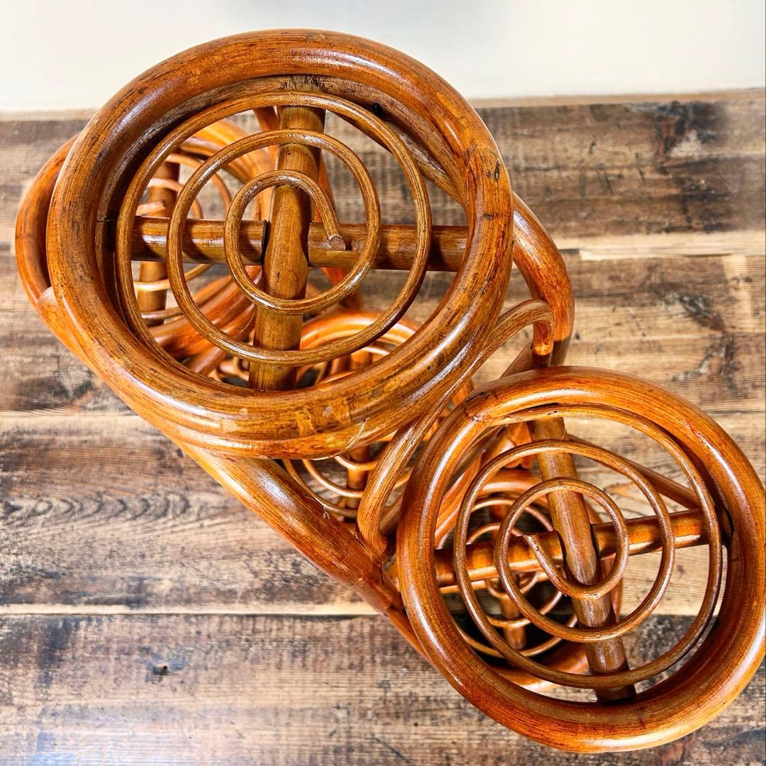 1970年代ラタン 籐 プランタースタンド 花台 6段 昭和レトロ