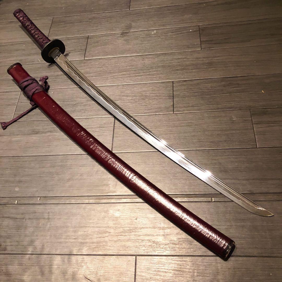 高級居合刀高級模造刀樋入り茶拵え亜合金刀身名刀