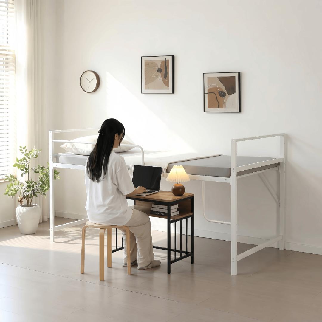 超人気【高さ110cm】ロフトベッド収納 北欧風 大人 一人暮らし WHITE