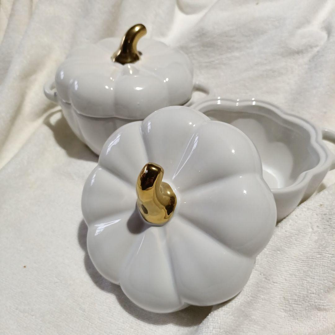 【未使用】ホワイトパンプキン型菓子入れ　2個セット 楽天市場】パンプキン オブジェ ホワイト Sサイズ 2個入り