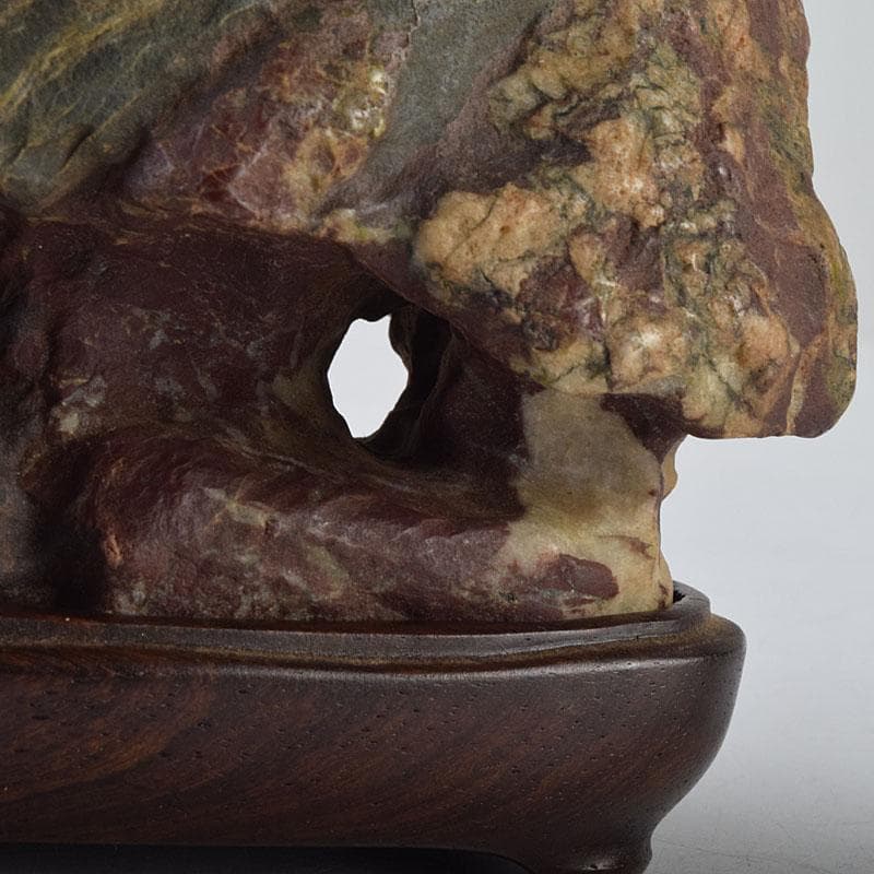 鑑賞石 天然石 赤石 赤玉石 葛屋 置物 約1319g 唐木台付 V R9170