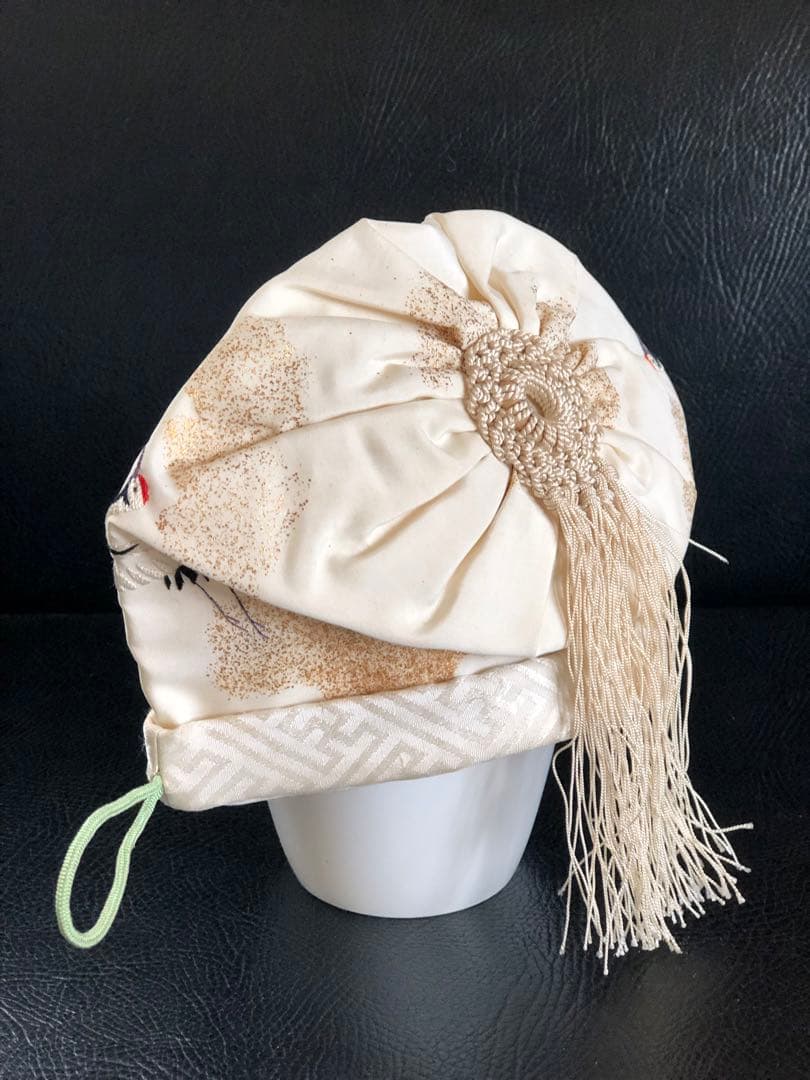 アンティーク　金絵付け　子達帽子　鶴図柄　手刺繍　吉祥文様　正絹　希少正絹 九谷焼上絵付 色絵金襴手（いろえきんらんで） | キルンアート