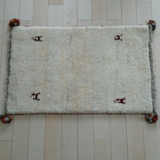 新品未使用 ☆ペルシャ絨毯 ギャッベ 玄関マット 手織り ☆ペルシャ絨毯 手織りリーズバフトギャッベ 玄関マットMサイズ【2