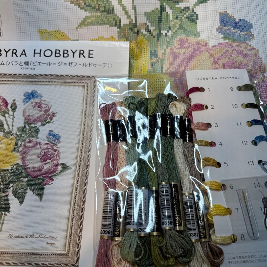 HOBBYRA HOBBYRE クロスステッチ バラと蝶(ルドゥーテ) - メルカリ