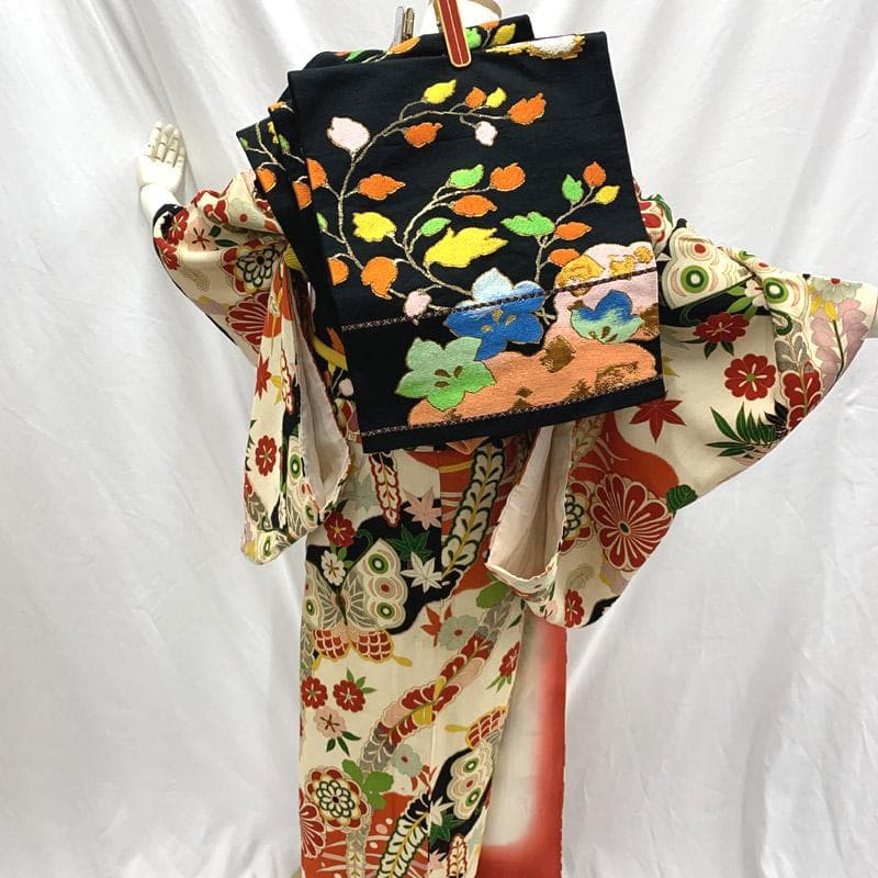 503aj16□卒業式 十三参り ジュニア アンティーク着物&六通袋帯□良好